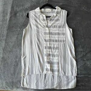 ✨Vince Camuto White and Gray Striped Button-Down Shirt